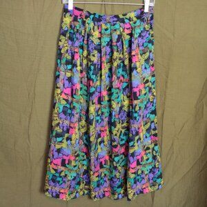 Vintage 80s Floral Print Abstract Maxi Skirt